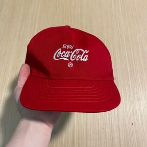 Coca-Cola Enjoy Coca-Cola Red Snapback Hat Adjustable Meshless Baseball Cap Mens